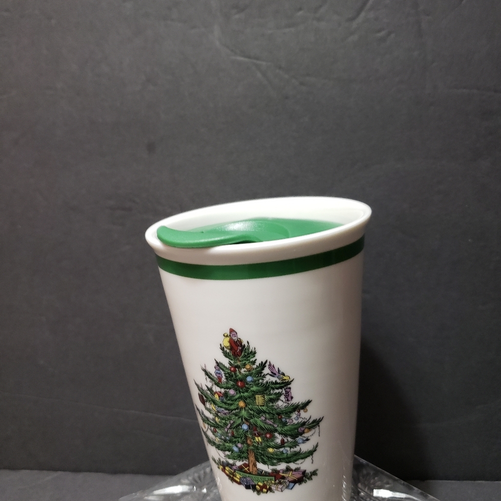 SPODE Christmas Tree Ceramic Travel Mug With Lid